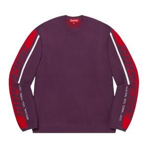 Supreme Sleeve Stripe Crewneck Sweater Plum Purple Red 2021 Men’s Size Large
